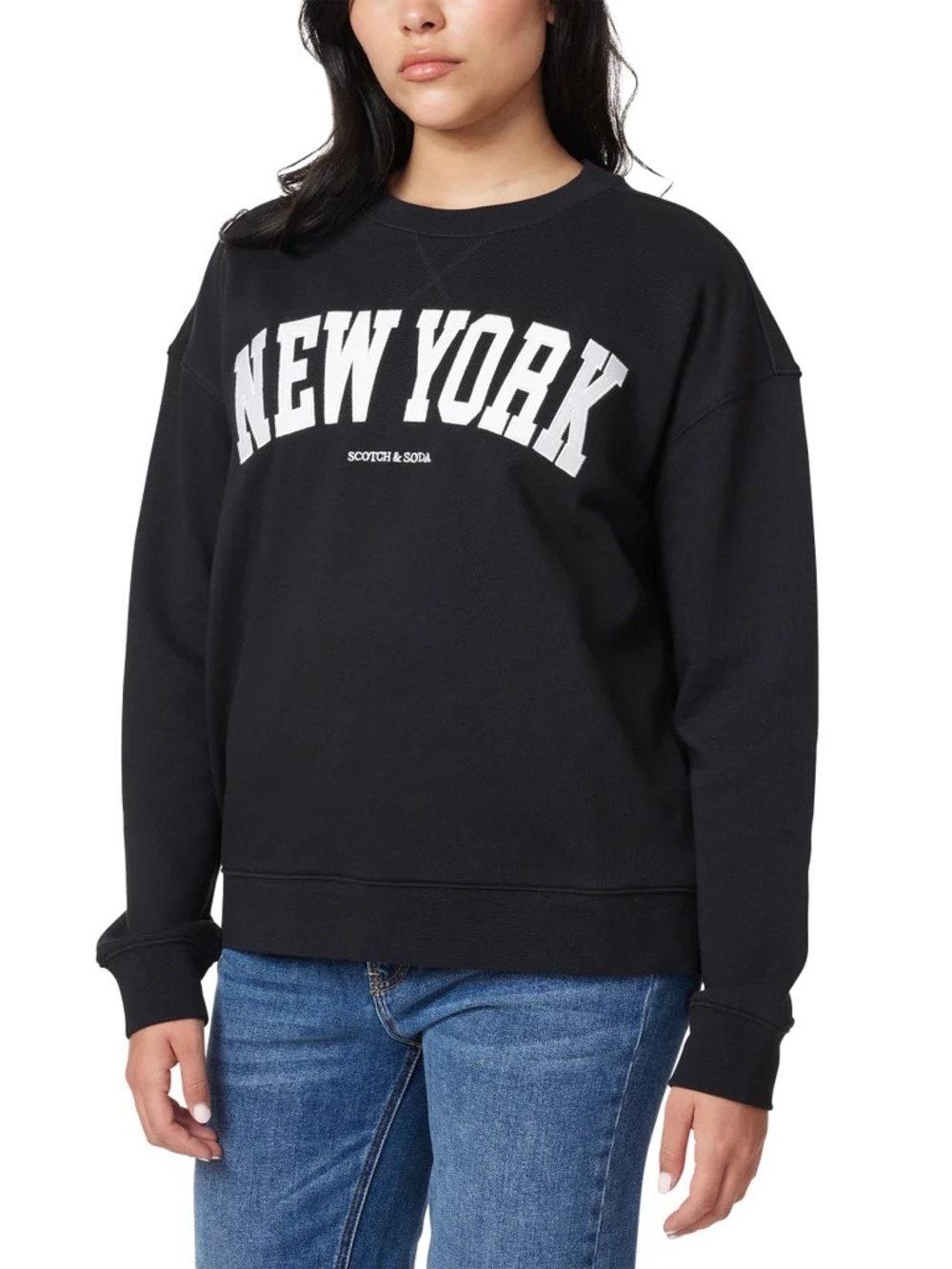 Scotch & Soda French Terry New York Crewneck Black White